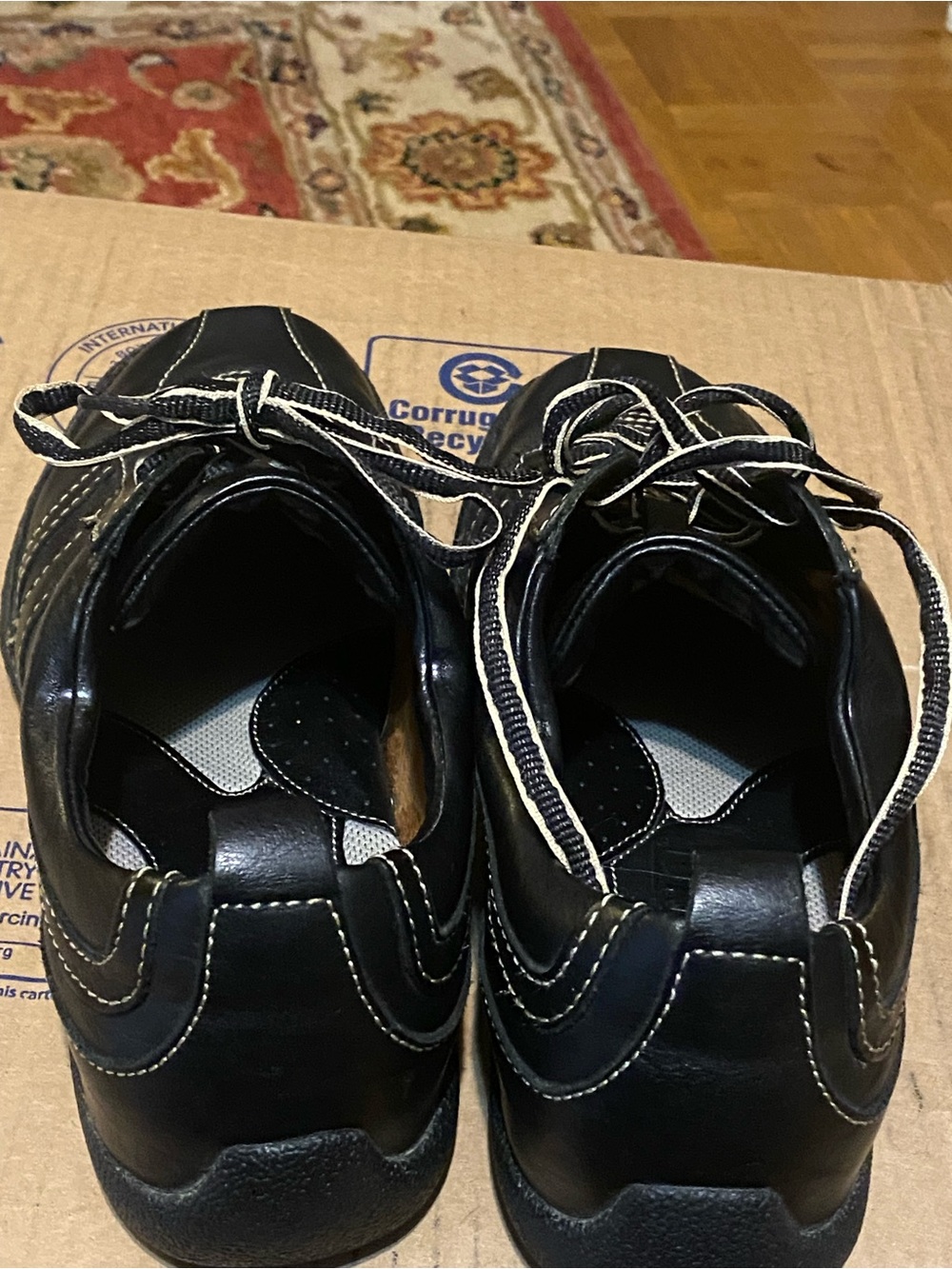 Born Black Lace-Up Oxfords with Contrast Stitching